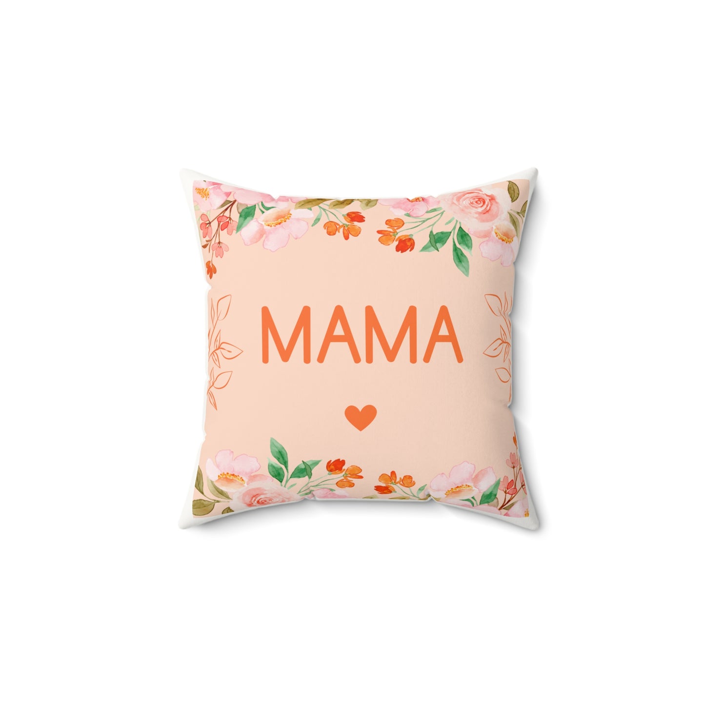 Floral Mama Pillow, Decorative Cushion for Moms, Gift for Mother's Day, Cozy Home Decor, Soft Faux Suede Square Pillow