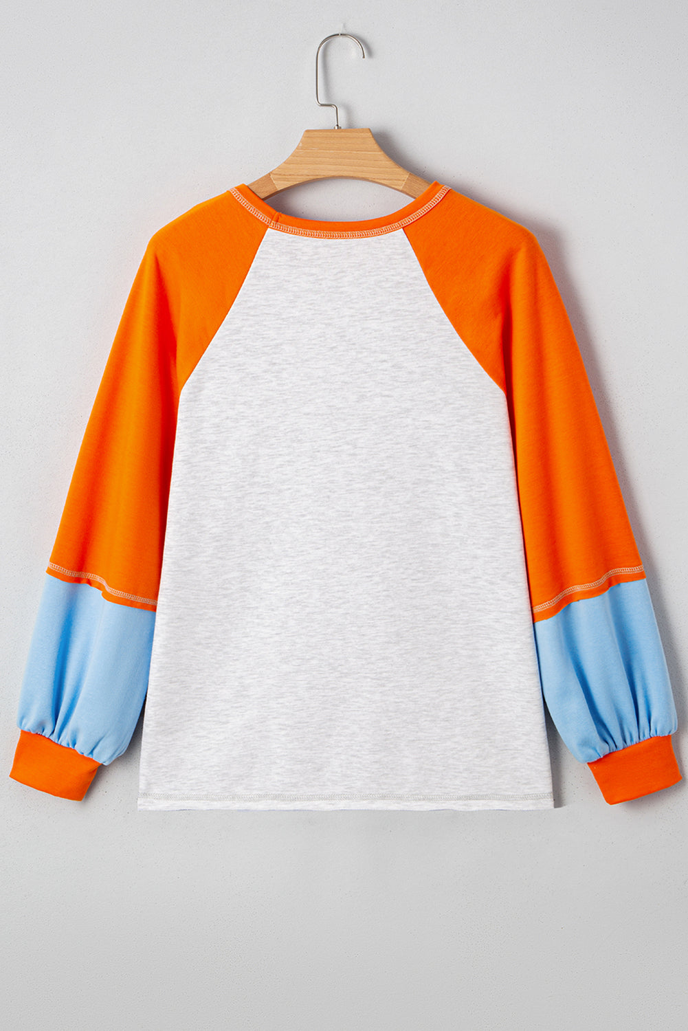 Light Grey Sequin Pumpkin Fall Elements Patched Patchwork Long Sleeve Top