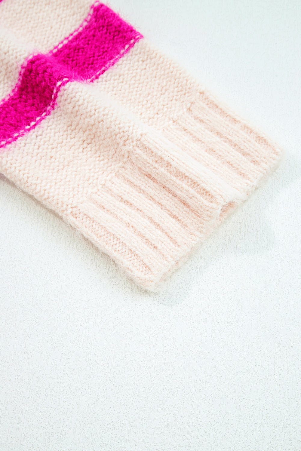 Rose Red I KNOW WHAT I WANT Sequin Letter Graphic Colorblock Loose Sweater