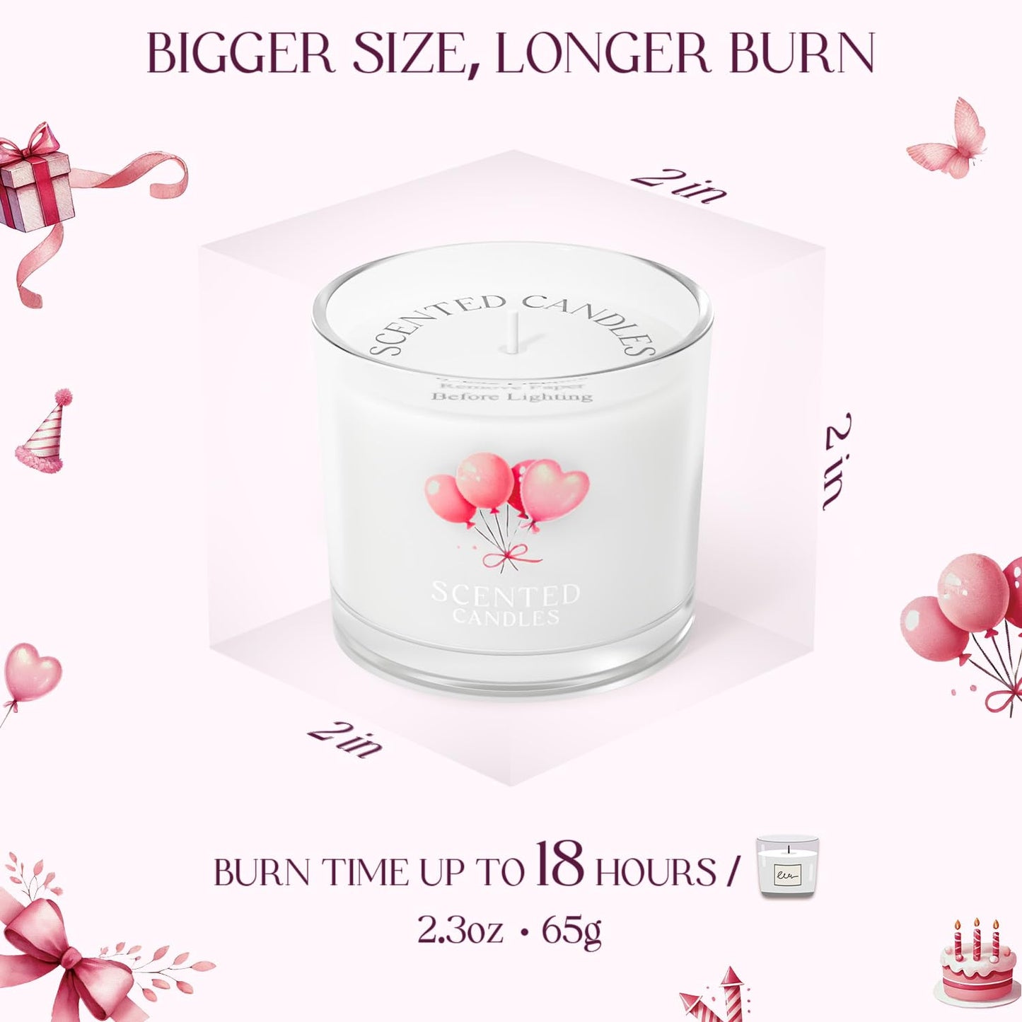 Scented Candles, Scented Candle Gift Set for Stress Relief, 3 Votive Candles for Women and Men, Birthday Candle Gifts for Women, Christmas Candles for Women (Pink + Purple + White, 7 oz)