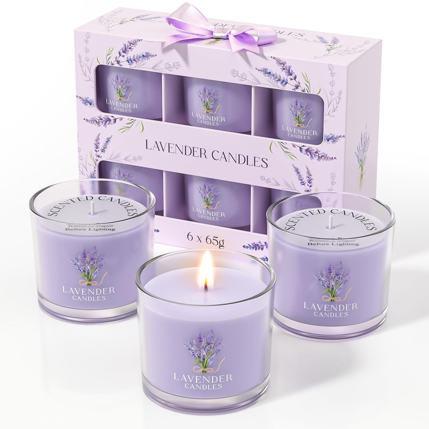 Scented Candles, Scented Candle Gift Set for Stress Relief, 3 Votive Candles for Women and Men, Birthday Candle Gifts for Women, Christmas Candles for Women (Pink + Purple + White, 7 oz)