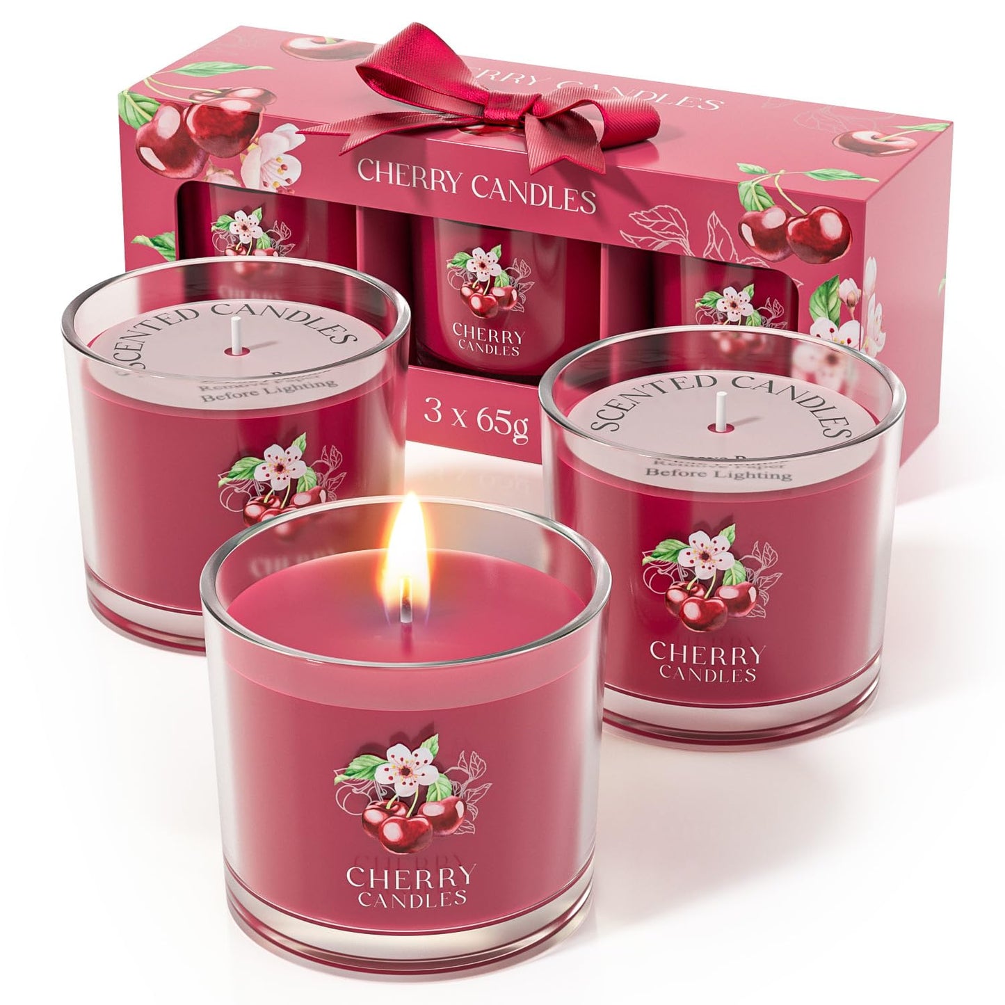 Scented Candles, Scented Candle Gift Set for Stress Relief, 3 Votive Candles for Women and Men, Birthday Candle Gifts for Women, Christmas Candles for Women (Pink + Purple + White, 7 oz)