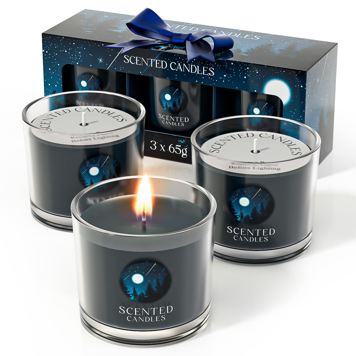 Scented Candles, Scented Candle Gift Set for Stress Relief, 3 Votive Candles for Women and Men, Birthday Candle Gifts for Women, Christmas Candles for Women (Pink + Purple + White, 7 oz)