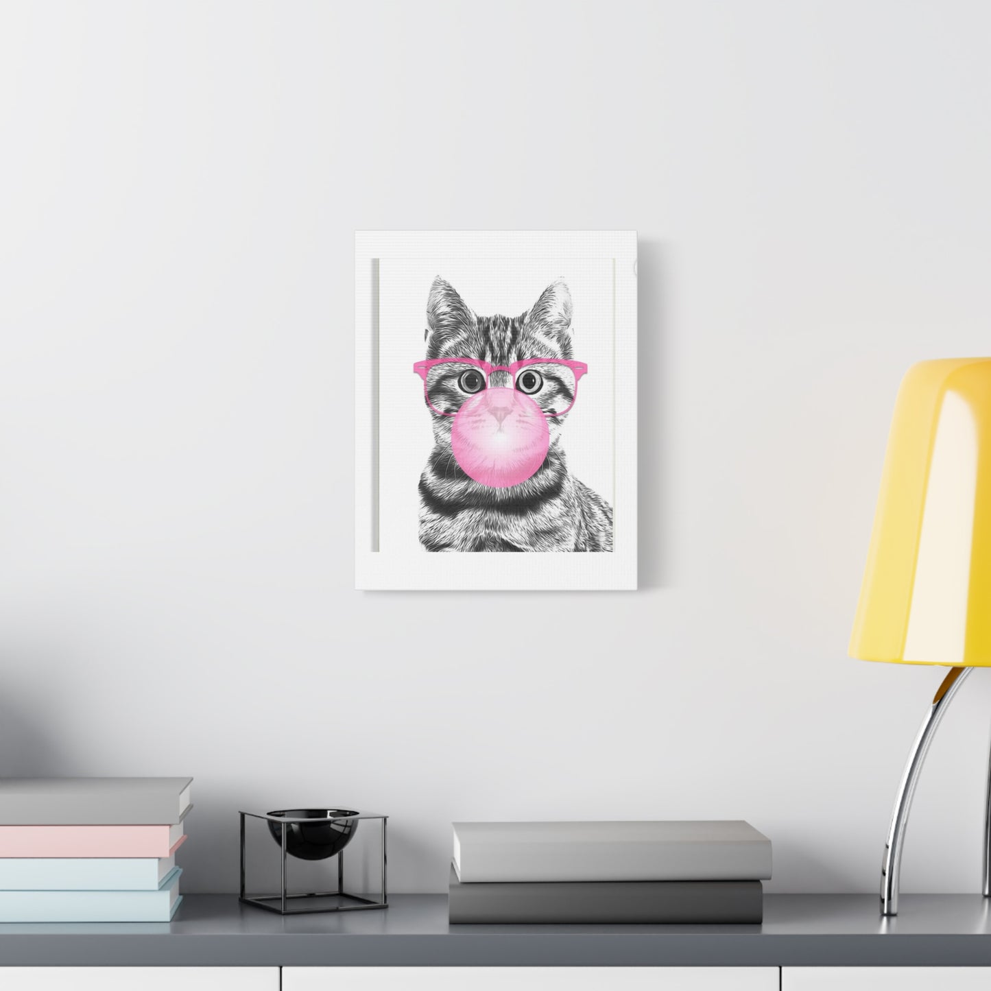 Whimsical Cat Wall Art Canvas Print, Cat Decor, Pet Lover Gift, Home Office Decor, Fun Animal Art