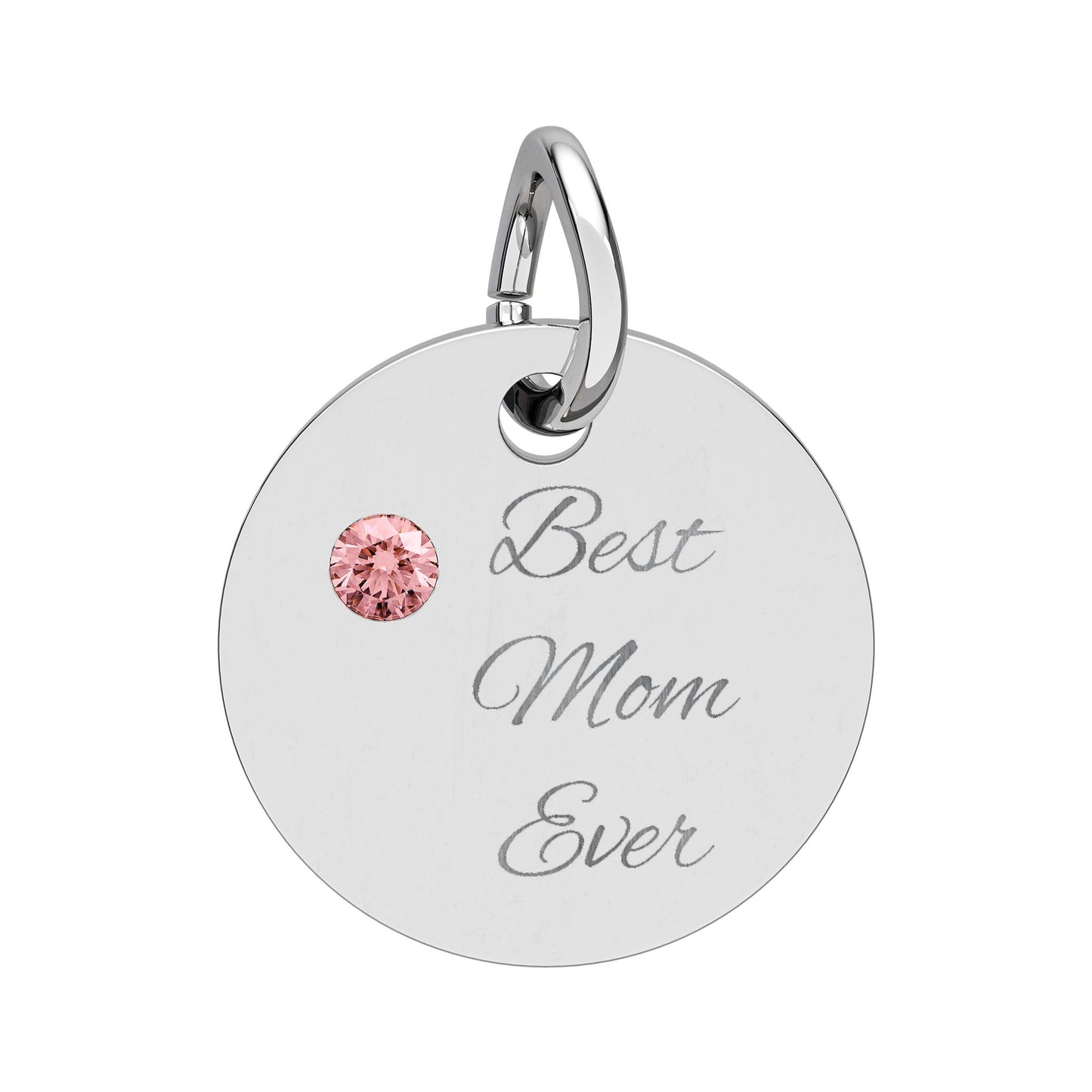 Engraved Birthstone Circle Charm Round Engraving Pendant Personalized Mom Jewelry Mothers Day gift