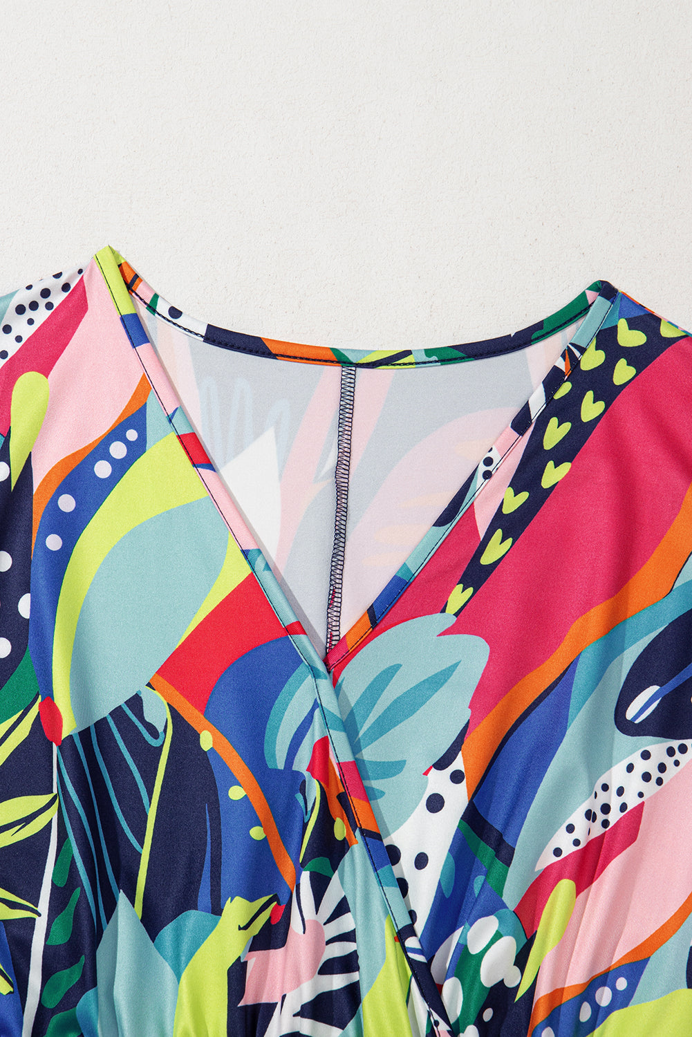 Multicolour Tropical Printed Surplice Neck Tie Waist Romper