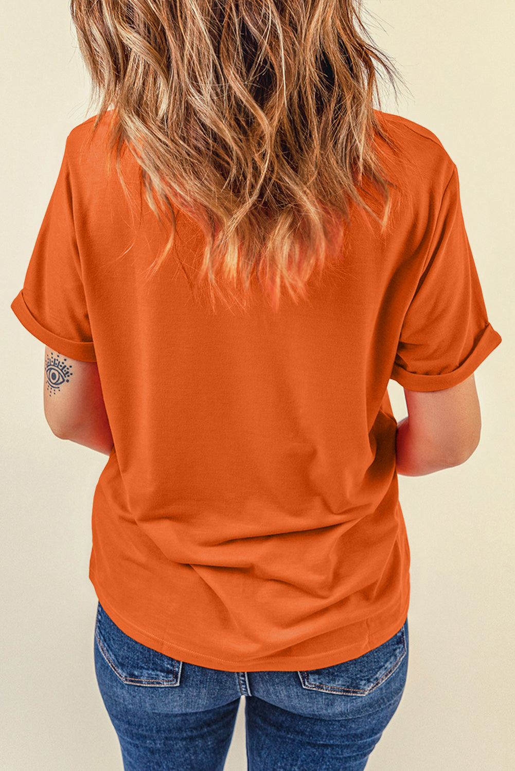 Black Halloween Spirit Pattern Sequins Patch Custom Casual Tee
