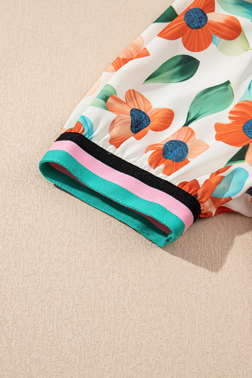 Orange Pop of Color Split Neck Puff Sleeve Floral Mini Dress