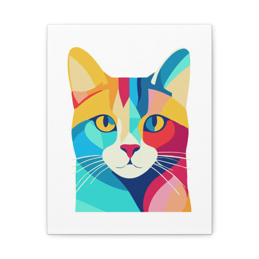 Colorful Cat Canvas Art Print, Wall Decor, Cat Lover Gift, Home Decor, Modern Animal Artwork, Vibrant Pet Portrait