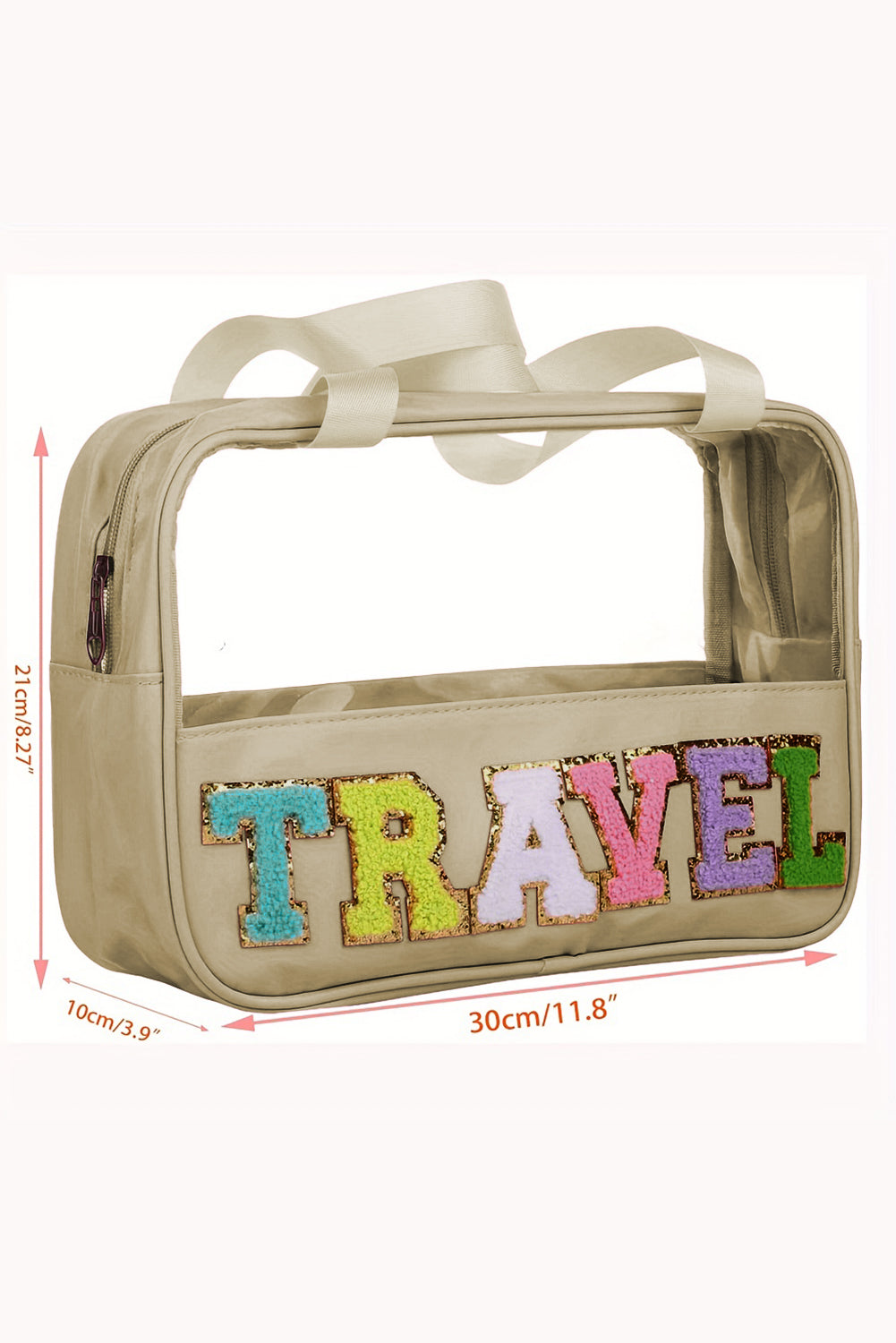 Purple TRAVEL Letter Clear PVC Makeup Bag