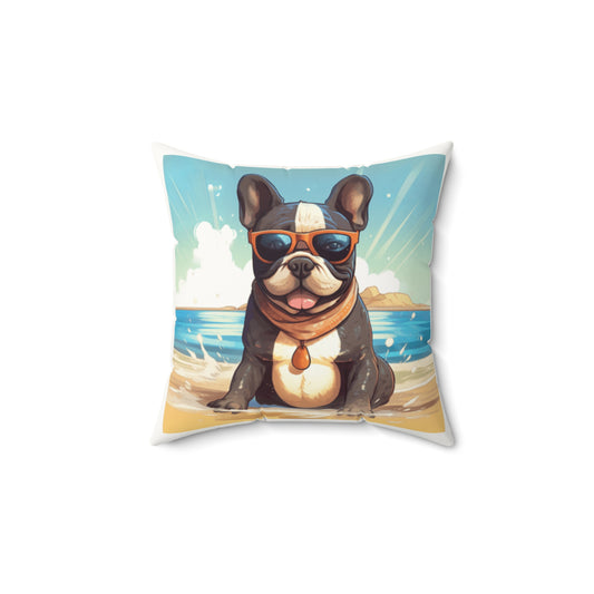 Beachy Dog Framed Pillow, Pet Lover Gift, Summer Home Decor, Gift for Dog Owners, Cute Upholstery Accessory