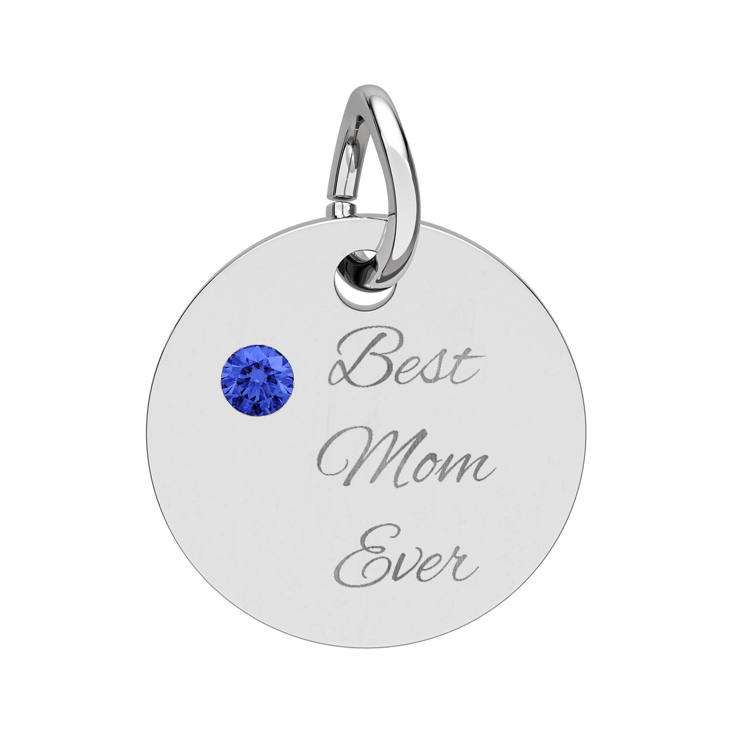 Engraved Birthstone Circle Charm Round Engraving Pendant Personalized Mom Jewelry Mothers Day gift