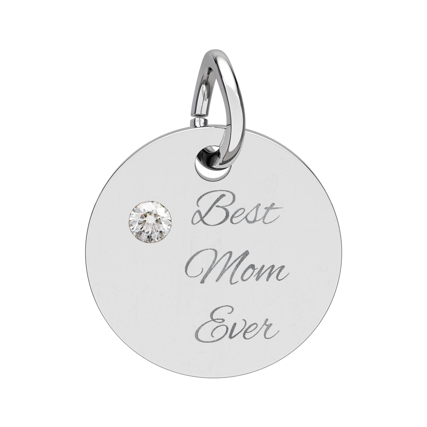 Engraved Birthstone Circle Charm Round Engraving Pendant Personalized Mom Jewelry Mothers Day gift
