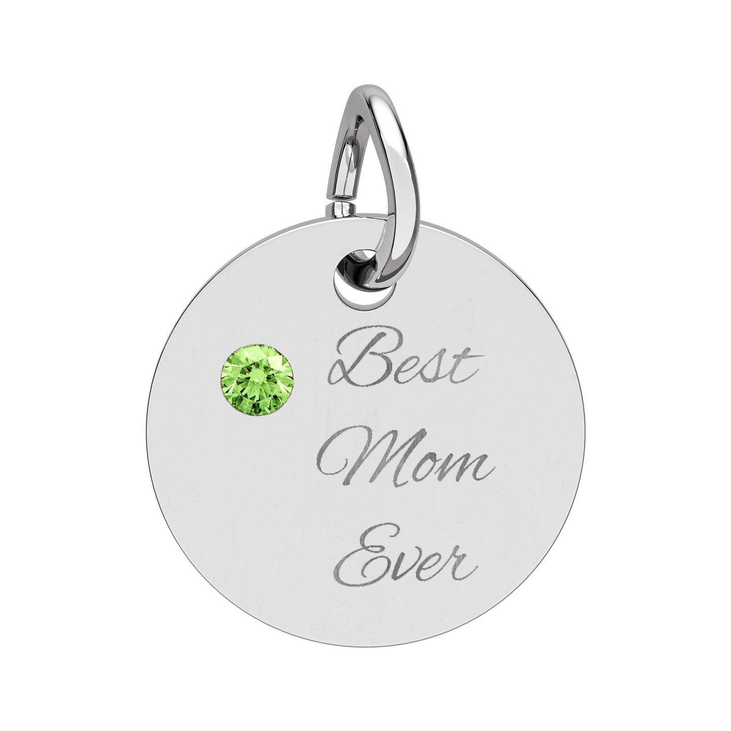 Engraved Birthstone Circle Charm Round Engraving Pendant Personalized Mom Jewelry Mothers Day gift