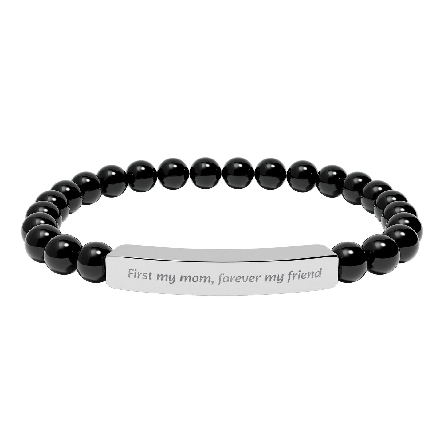 Engravable Natural Stone Bar Bracelet Mother’s Day gift first my mom forever my friend