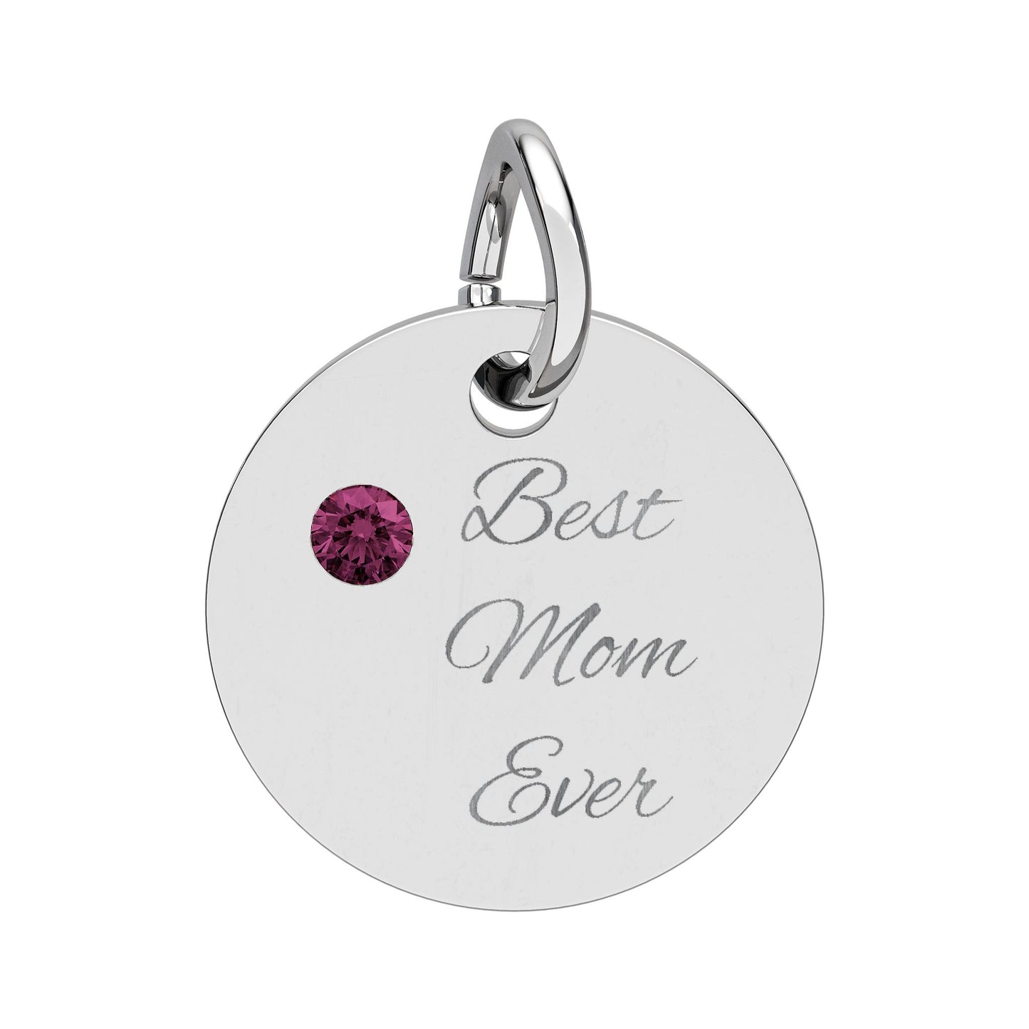 Engraved Birthstone Circle Charm Round Engraving Pendant Personalized Mom Jewelry Mothers Day gift