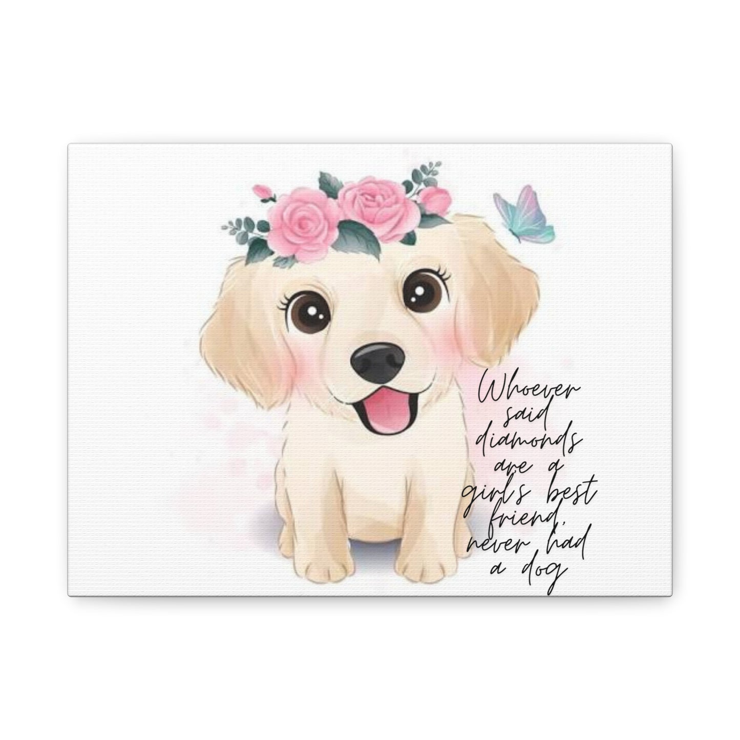 Cute Dog Portrait Canvas Wall Art, Pet Lover Gift, Home Decor, Dog Owner Wall Decor, Animal Decor, Animal Lover Gift diamonds dogs girls best friend