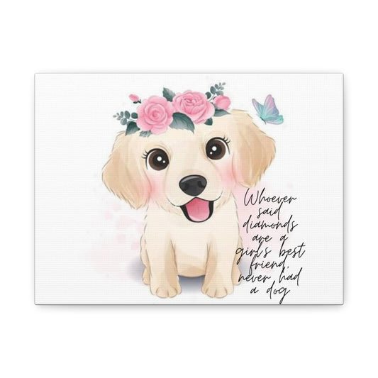 Cute Dog Portrait Canvas Wall Art, Pet Lover Gift, Home Decor, Dog Owner Wall Decor, Animal Decor, Animal Lover Gift diamonds dogs girls best friend