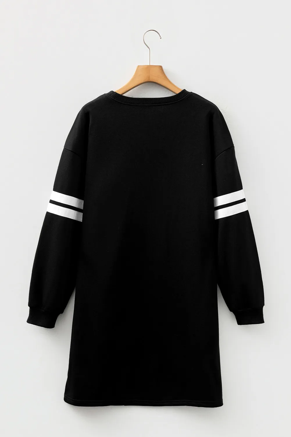 Black Christmas Nutcracker Sequins Patch Varsity Striped Sleeve Sweatshirt Dress