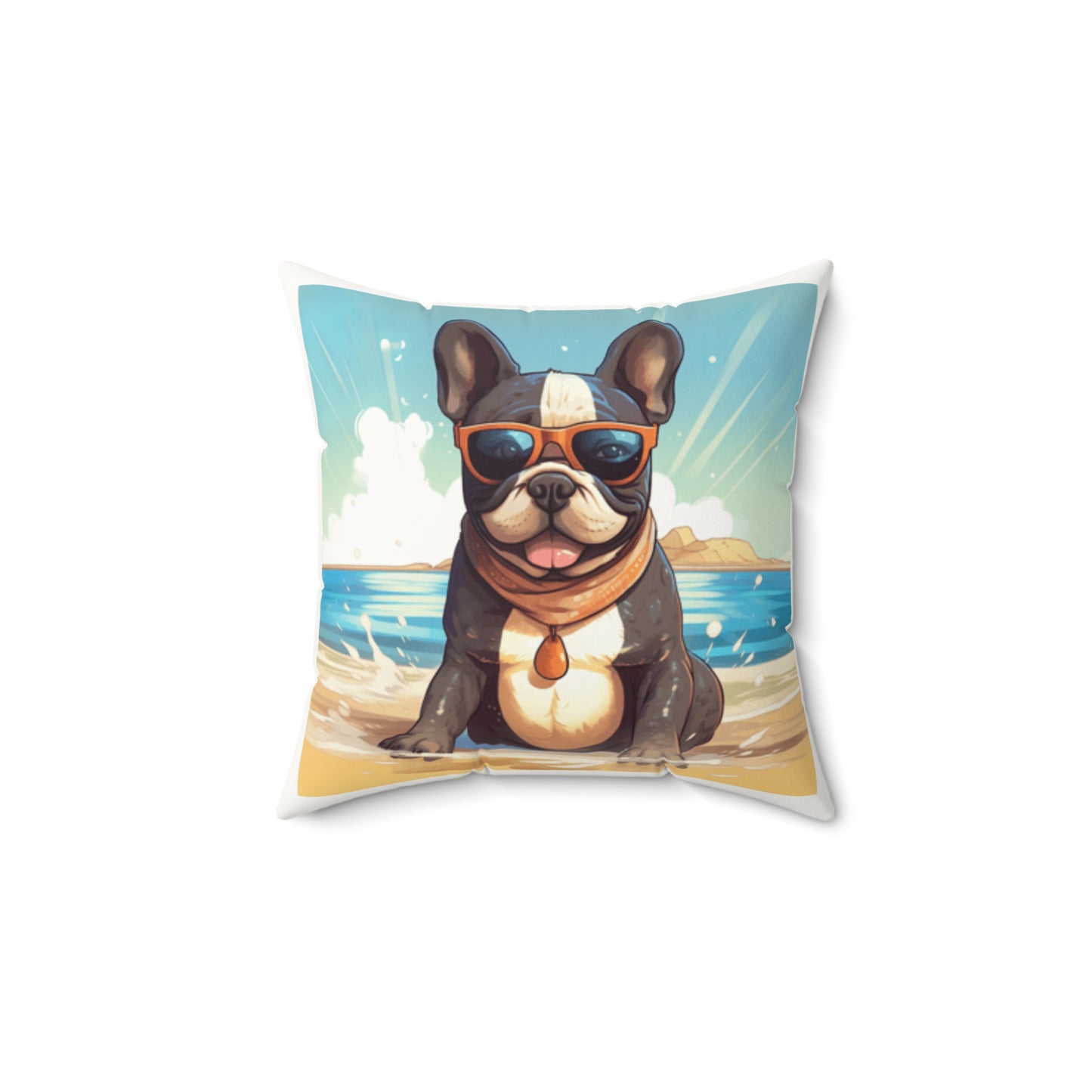 Beachy Dog Framed Pillow, Pet Lover Gift, Summer Home Decor, Gift for Dog Owners, Cute Upholstery Accessory