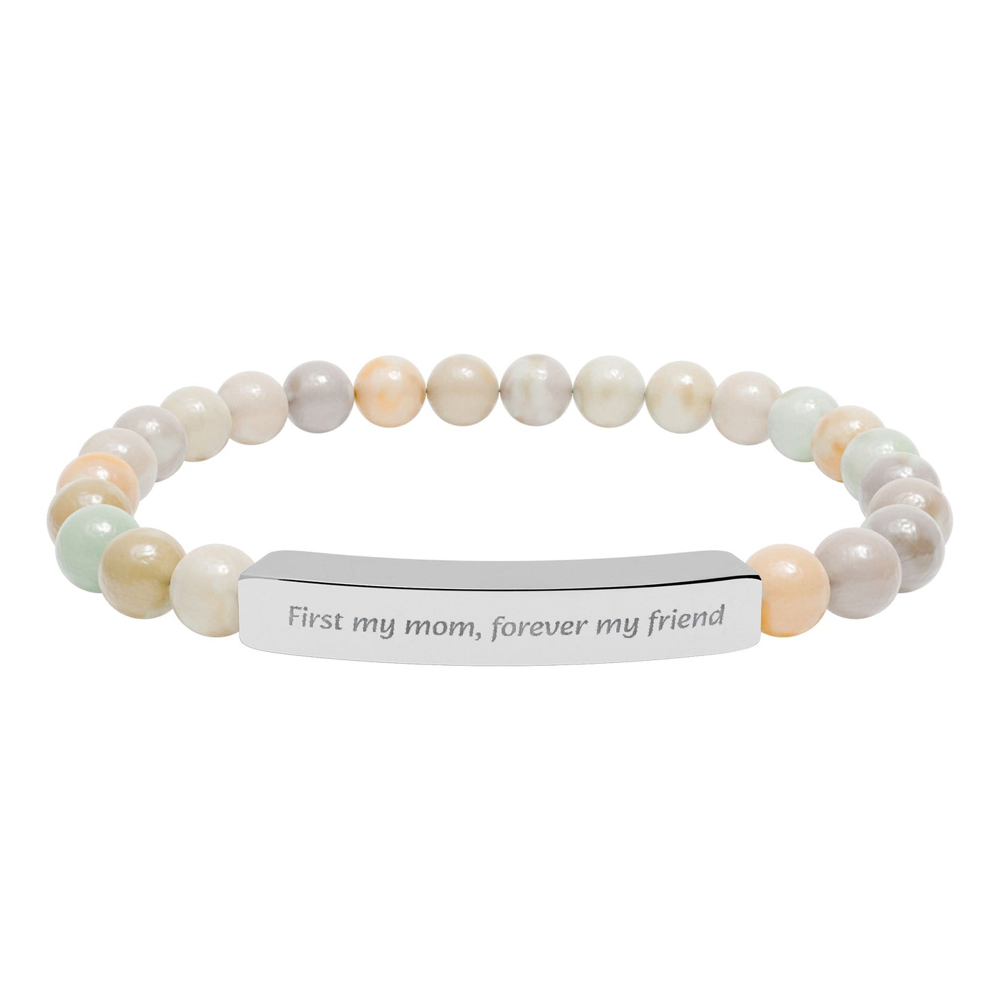 Engravable Natural Stone Bar Bracelet Mother’s Day gift first my mom forever my friend