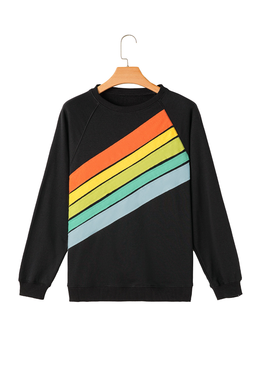 Apricot Rainbow Colorblock Pullover Sweatshirt