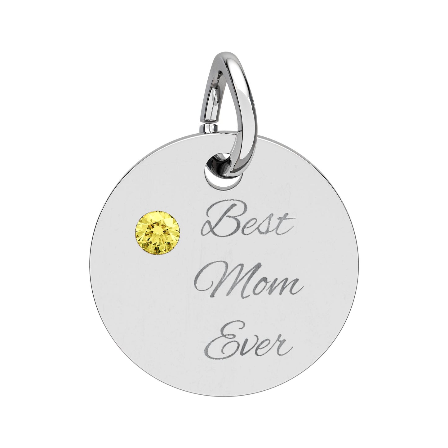 Engraved Birthstone Circle Charm Round Engraving Pendant Personalized Mom Jewelry Mothers Day gift