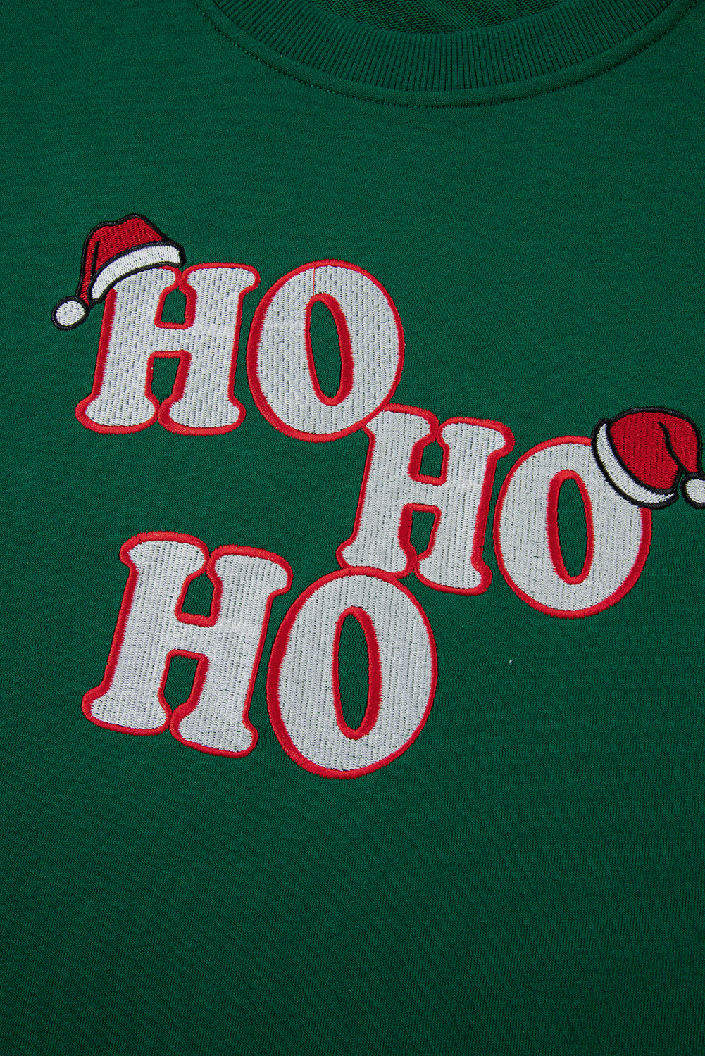 Evergreen Embroidered Letter Graphic Christmas Fashion Sweatshirt ho ho ho