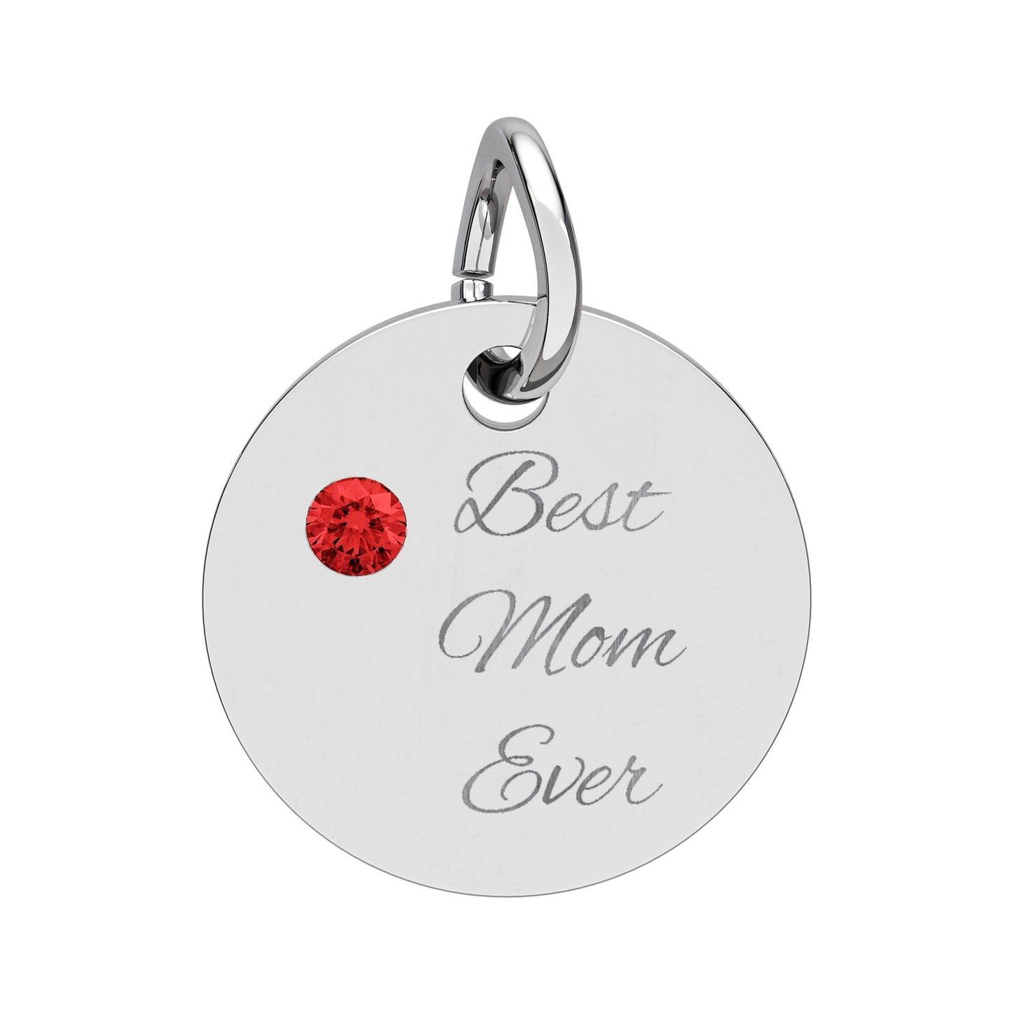Engraved Birthstone Circle Charm Round Engraving Pendant Personalized Mom Jewelry Mothers Day gift