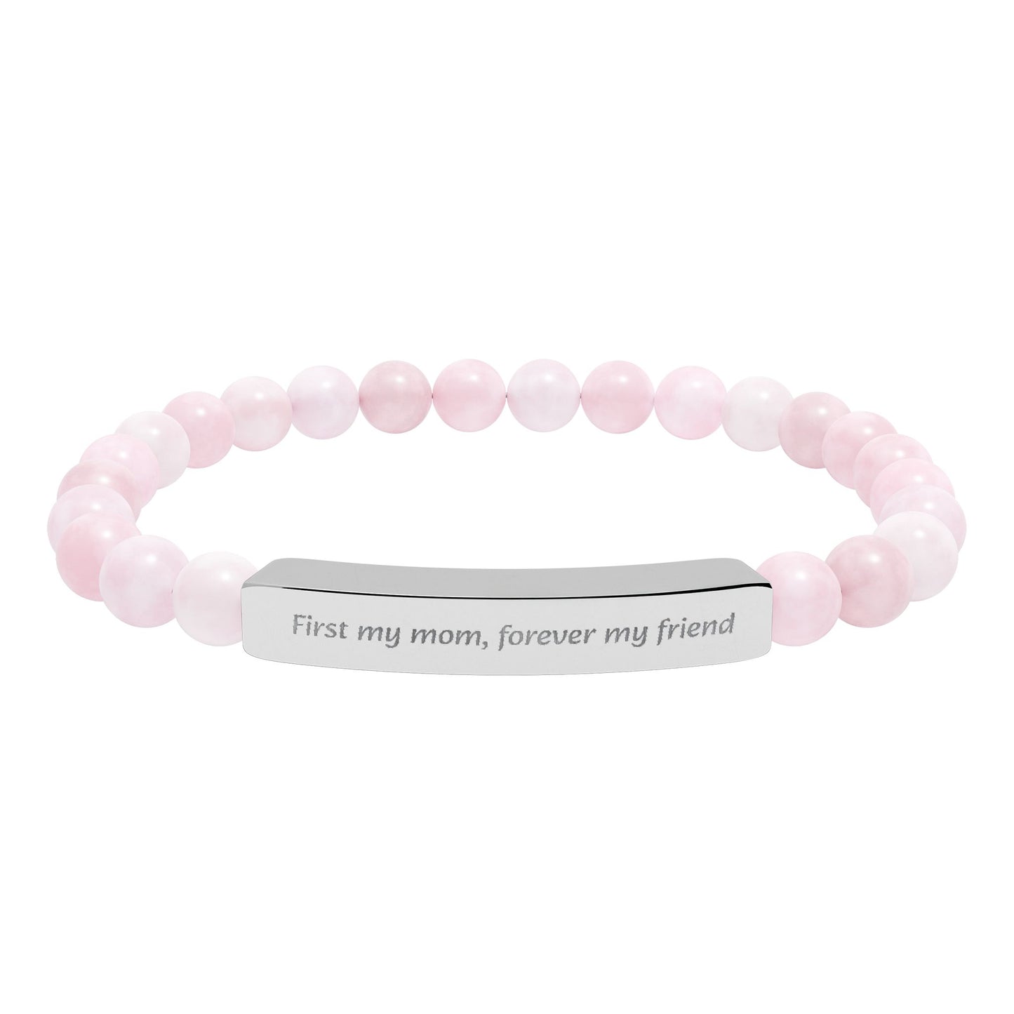 Engravable Natural Stone Bar Bracelet Mother’s Day gift first my mom forever my friend