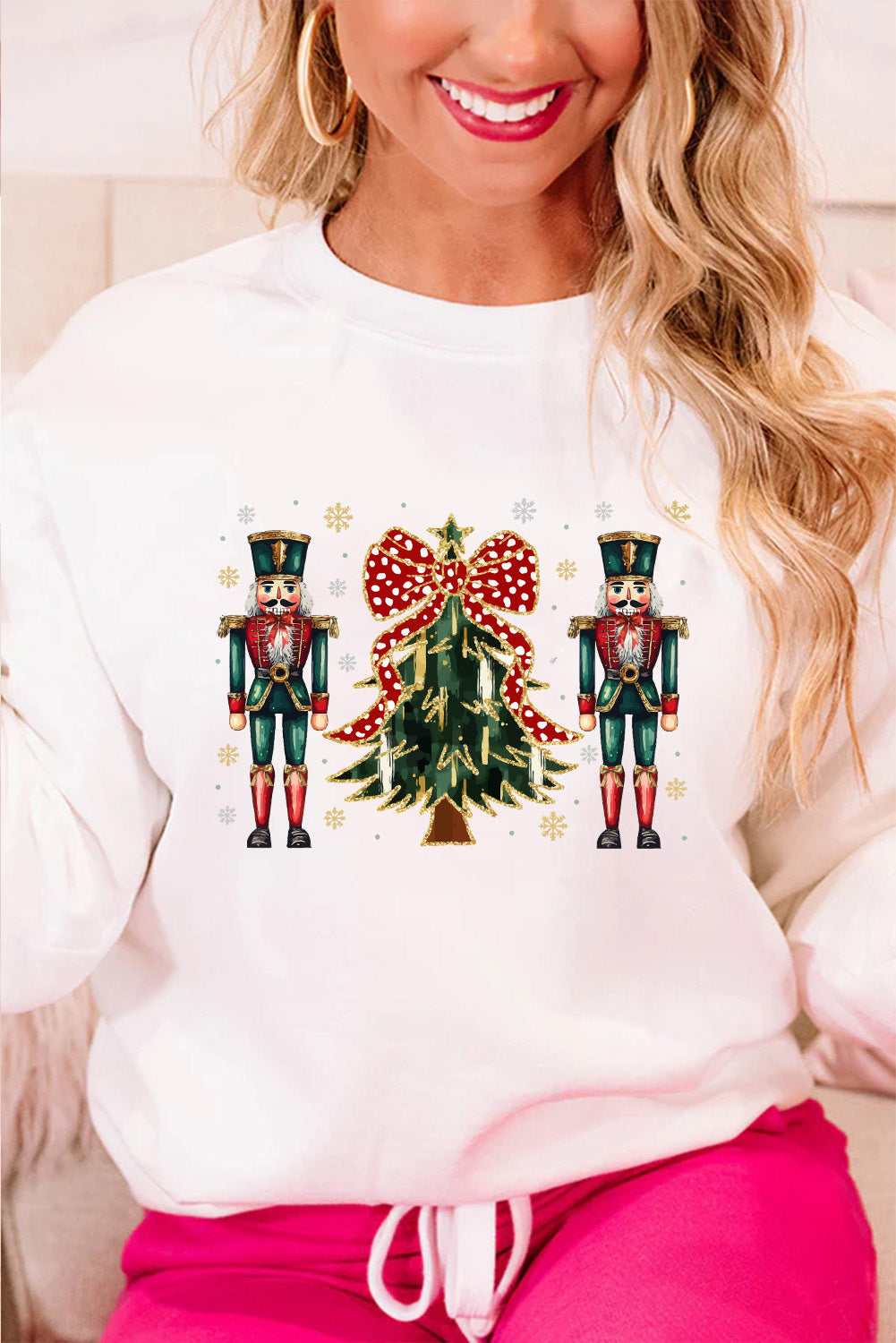 White Nutcracker Man Guard Christmas Holiday Graphic Sweatshirt