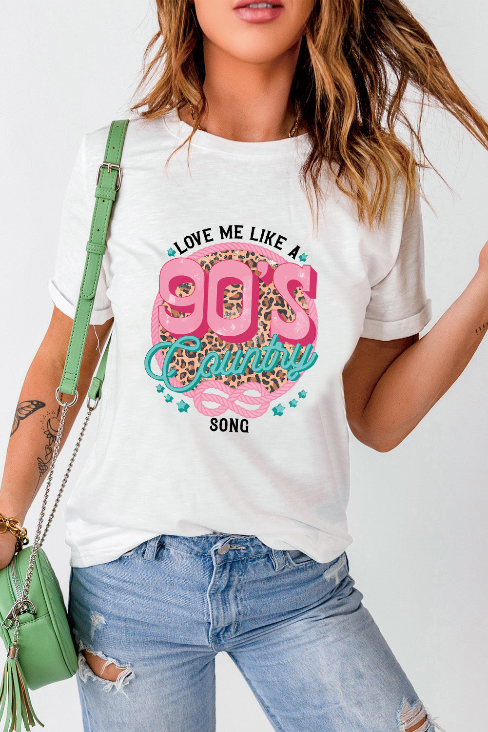 White LOVE ME LIKE A 90S COUNTRY SONG Graphic Tee