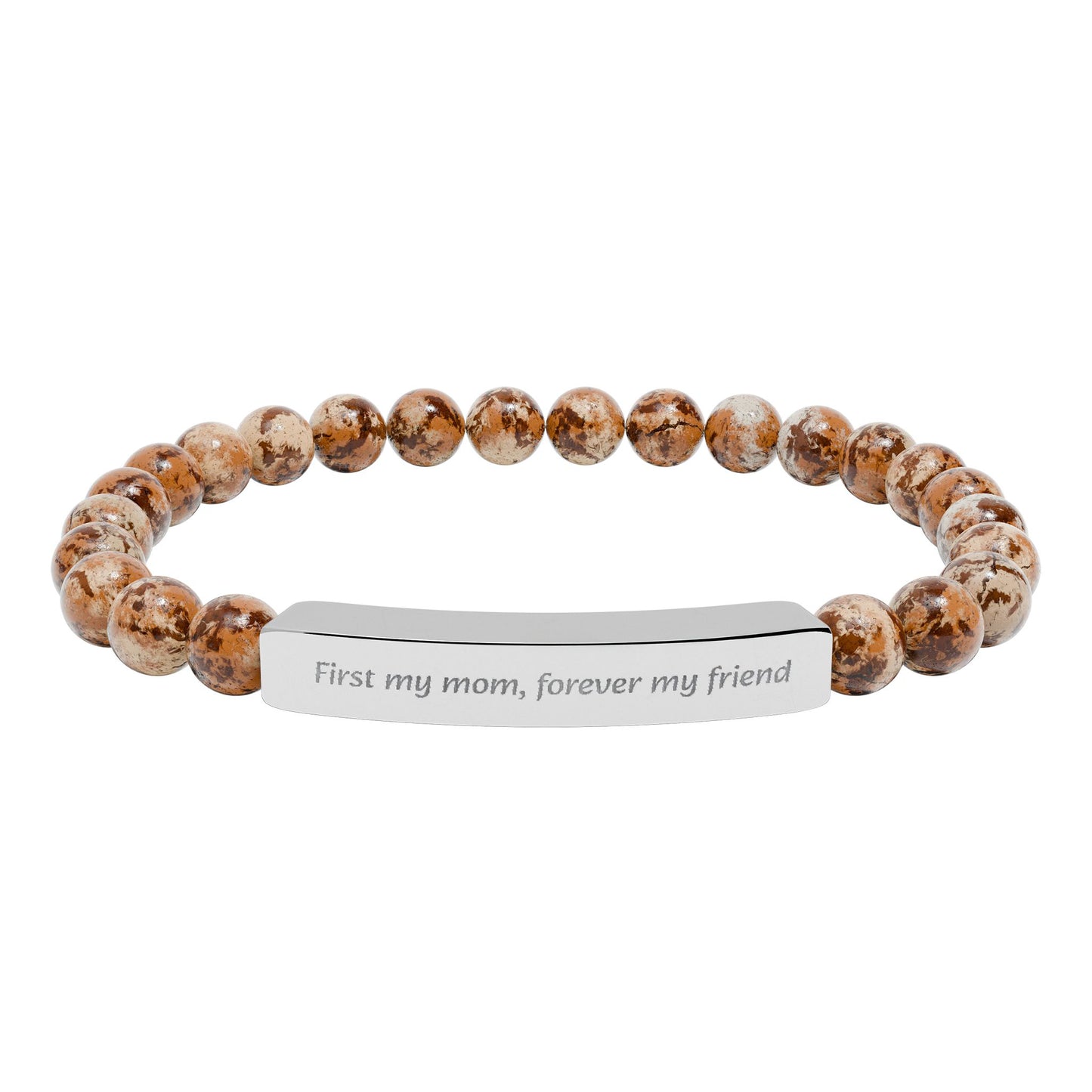 Engravable Natural Stone Bar Bracelet Mother’s Day gift first my mom forever my friend