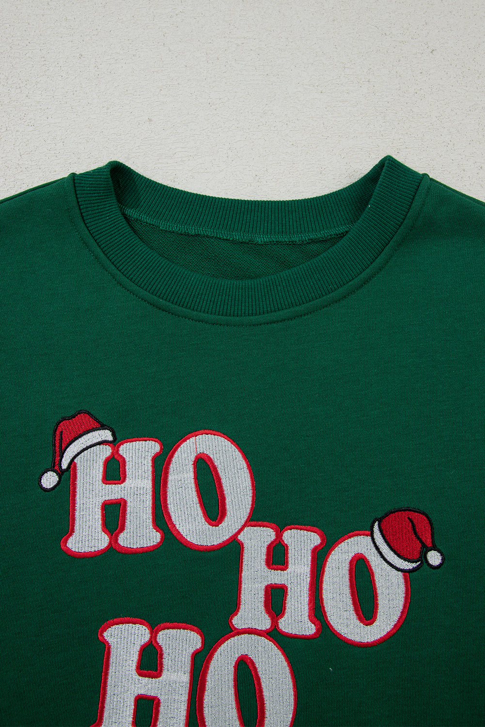 Evergreen Embroidered Letter Graphic Christmas Fashion Sweatshirt ho ho ho