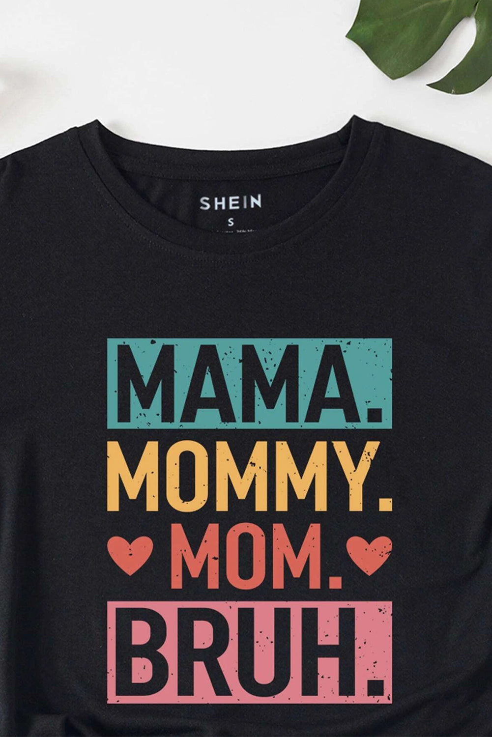 Black MAMA MOMMY MOM BRUH Letter Graphic Tee