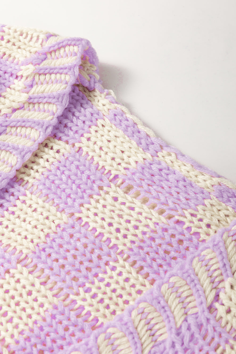 Colorblock Checked Open Front Knitted Cardigan