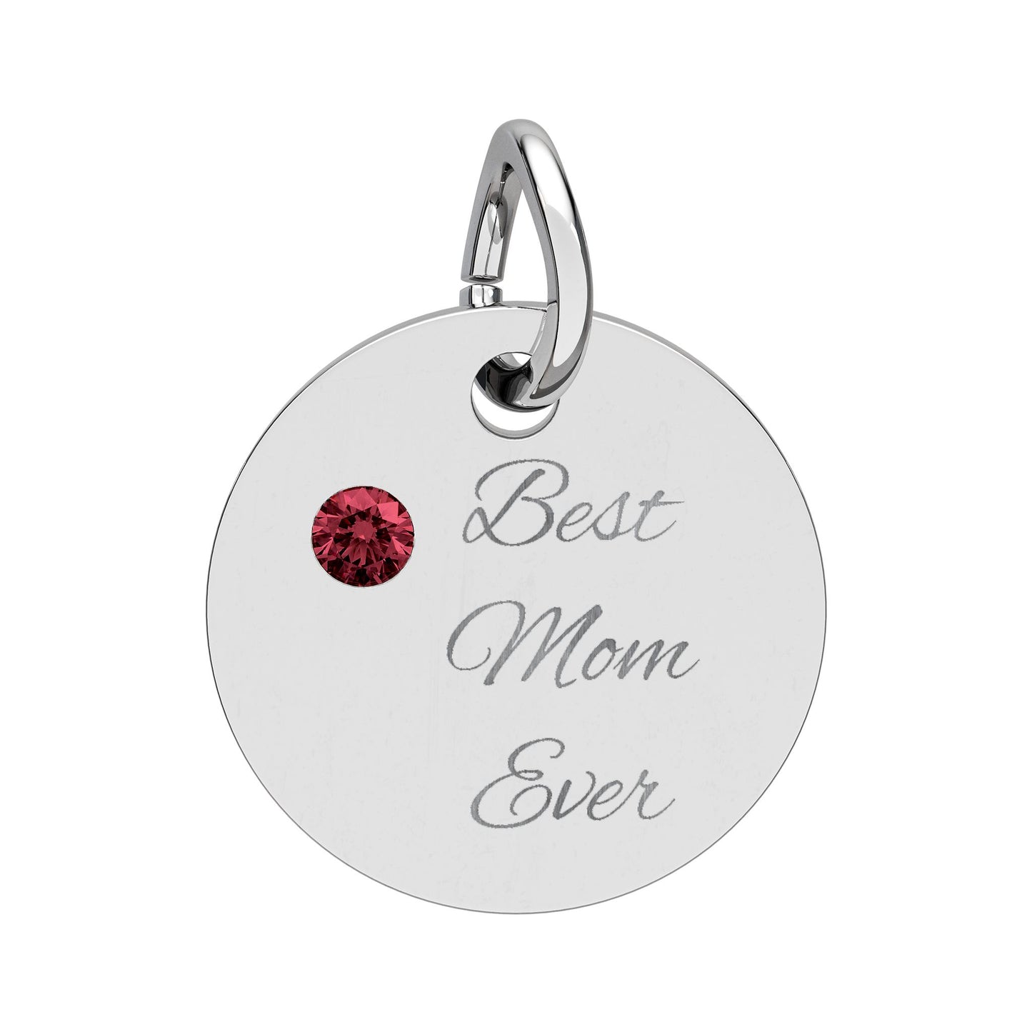 Engraved Birthstone Circle Charm Round Engraving Pendant Personalized Mom Jewelry Mothers Day gift