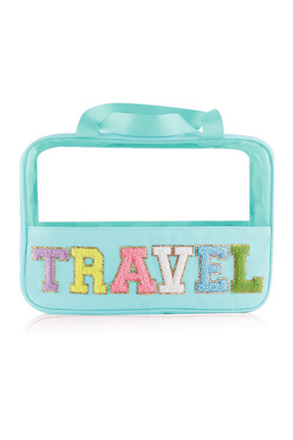 Purple TRAVEL Letter Clear PVC Makeup Bag