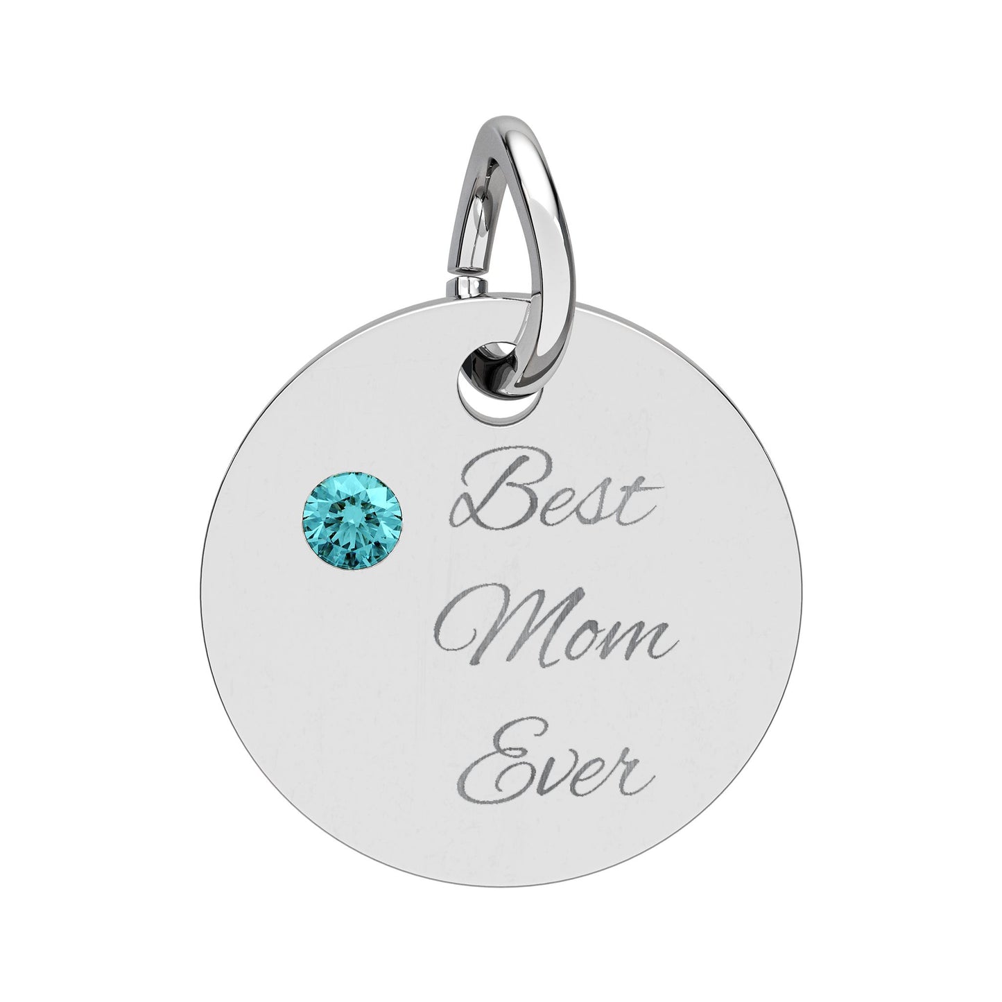 Engraved Birthstone Circle Charm Round Engraving Pendant Personalized Mom Jewelry Mothers Day gift
