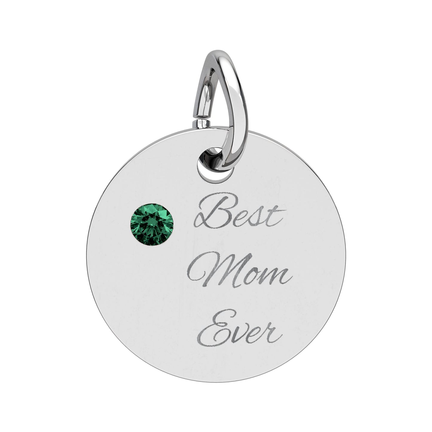 Engraved Birthstone Circle Charm Round Engraving Pendant Personalized Mom Jewelry Mothers Day gift
