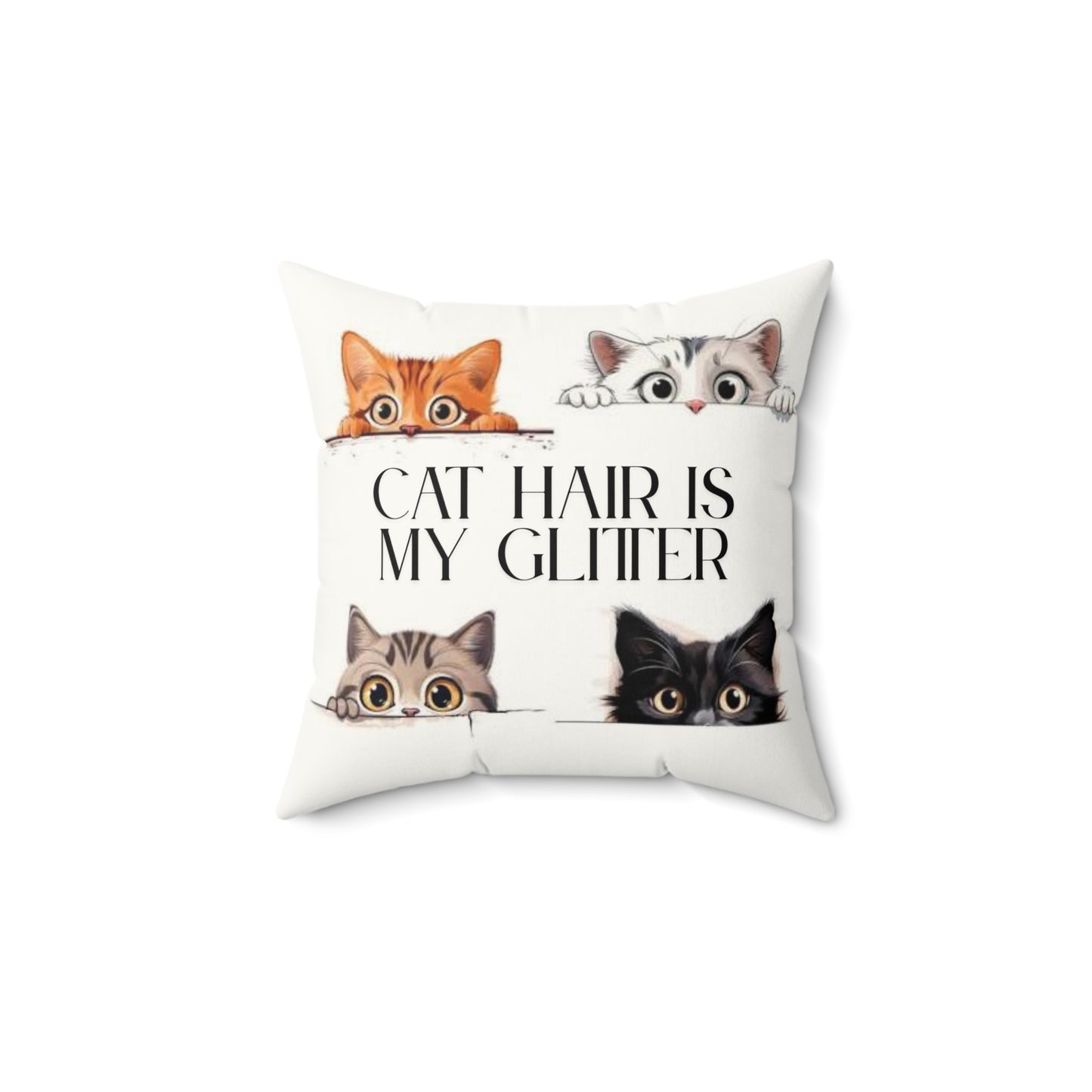 Cat Hair is My Glitter Pillow, Cat Lover Gift, Cozy Home Decor, Funny Pillow for Cat Owners, Pet Themed Square Cushion
