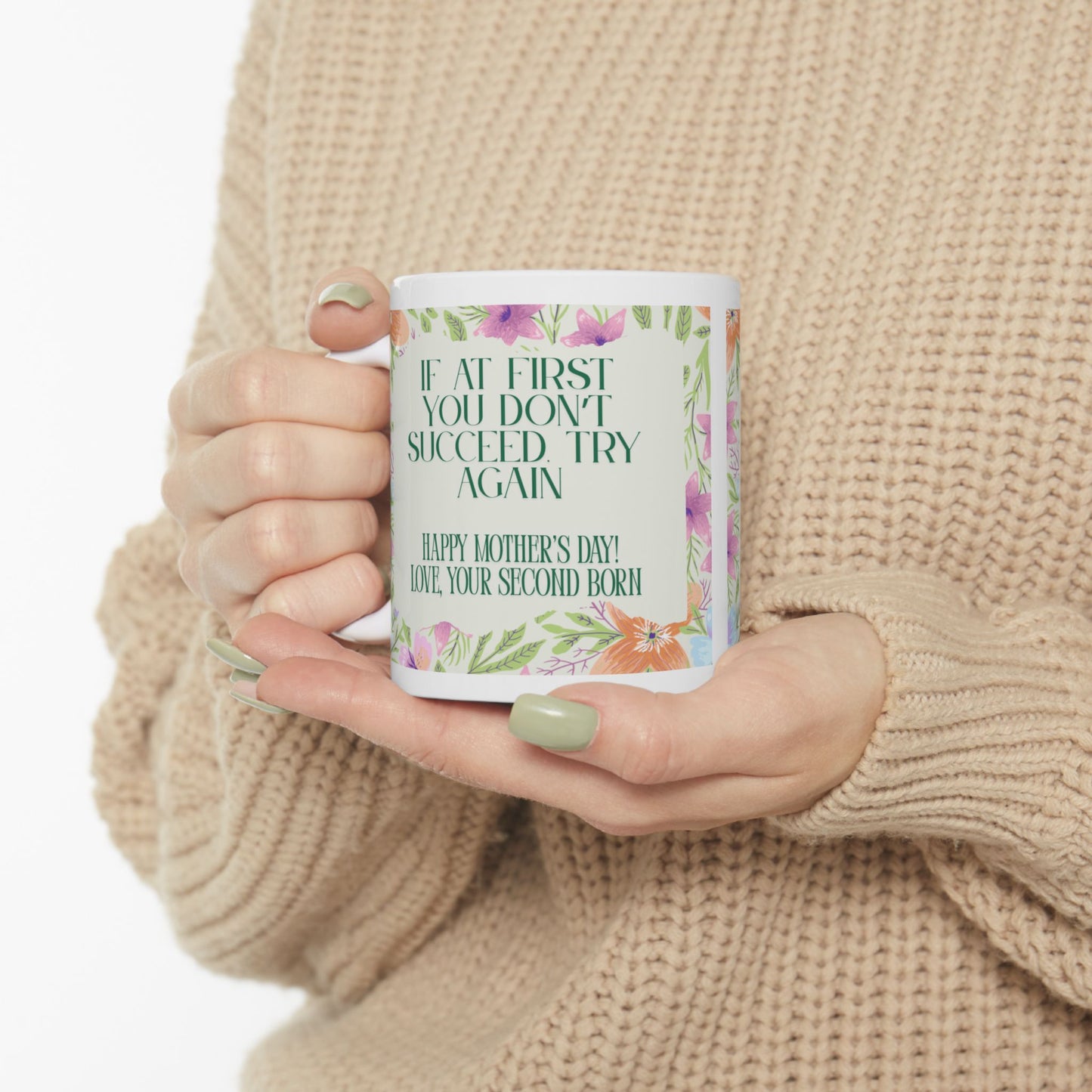 Floral funny Mother’s Day mom second born Ceramic coffee Mug 11oz gift for her