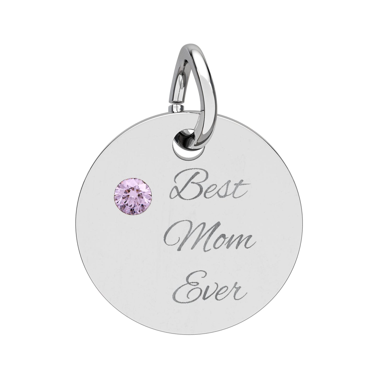 Engraved Birthstone Circle Charm Round Engraving Pendant Personalized Mom Jewelry Mothers Day gift