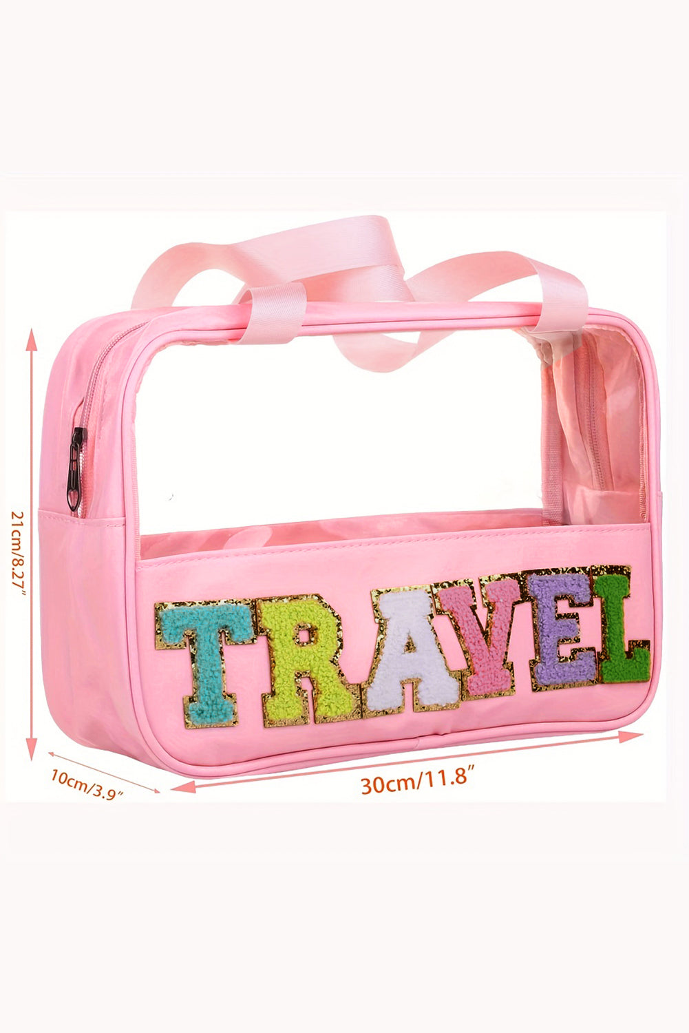 Purple TRAVEL Letter Clear PVC Makeup Bag