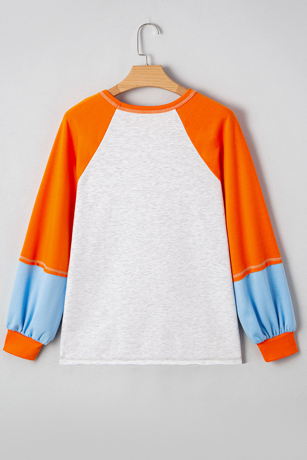 Light Grey HELLO PUMPKIN Patched Graphic Colorblock Raglan Sleeve Top