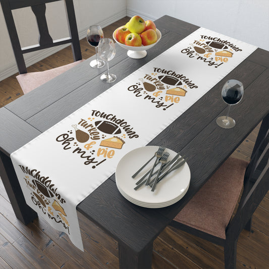 Thanksgiving Table Runner - Touchdowns, Turkey & Pie, Holiday Decor, Festive Table Setting, Fall Celebration