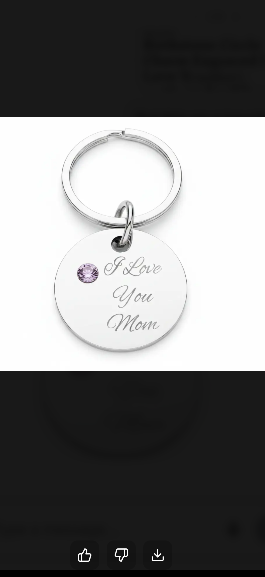Birthstone Circle Charm Engraved I Love You Mom mothers day Silver Pendant