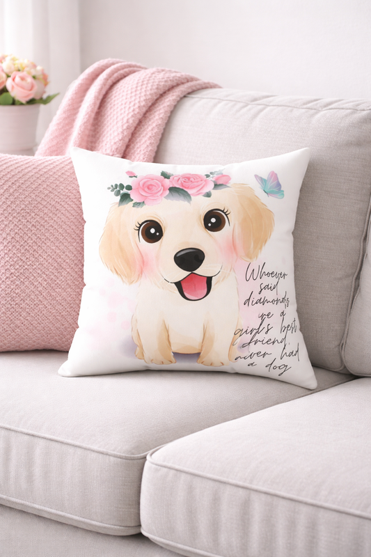 Cute Dog Inspirational Pillow, Pet Lovers Gift, Home Decor, Throw Pillow, Dog Mom Gift diamonds dogs girls best friend