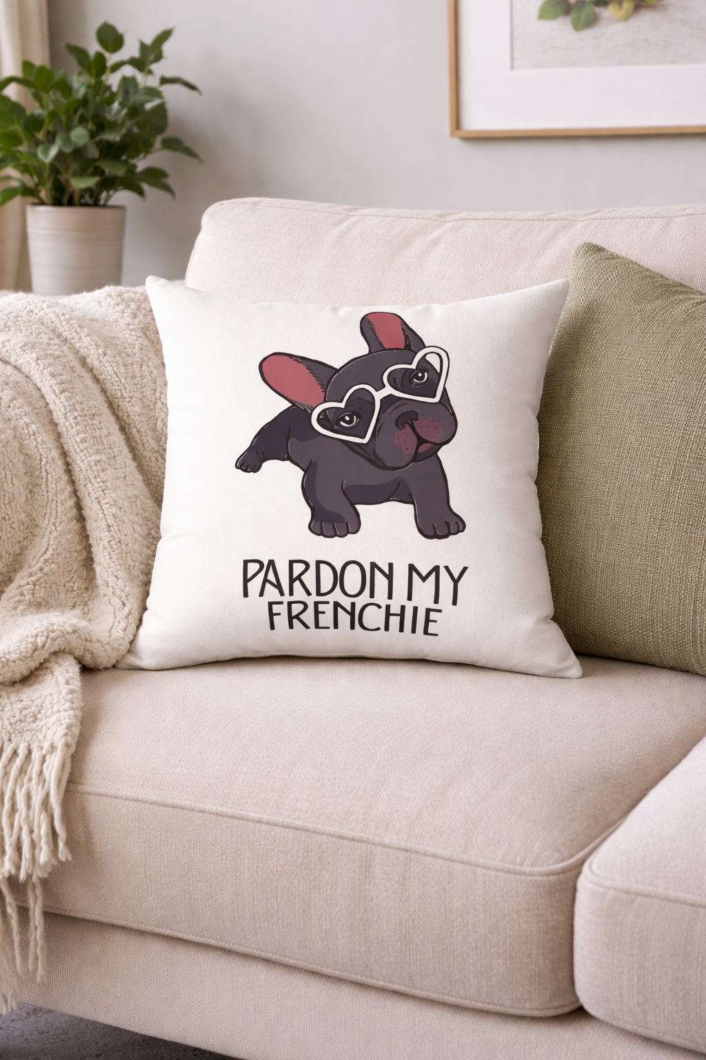 Pardon my frenchie French bulldog cute funny dog lover Faux Suede Square Pillow