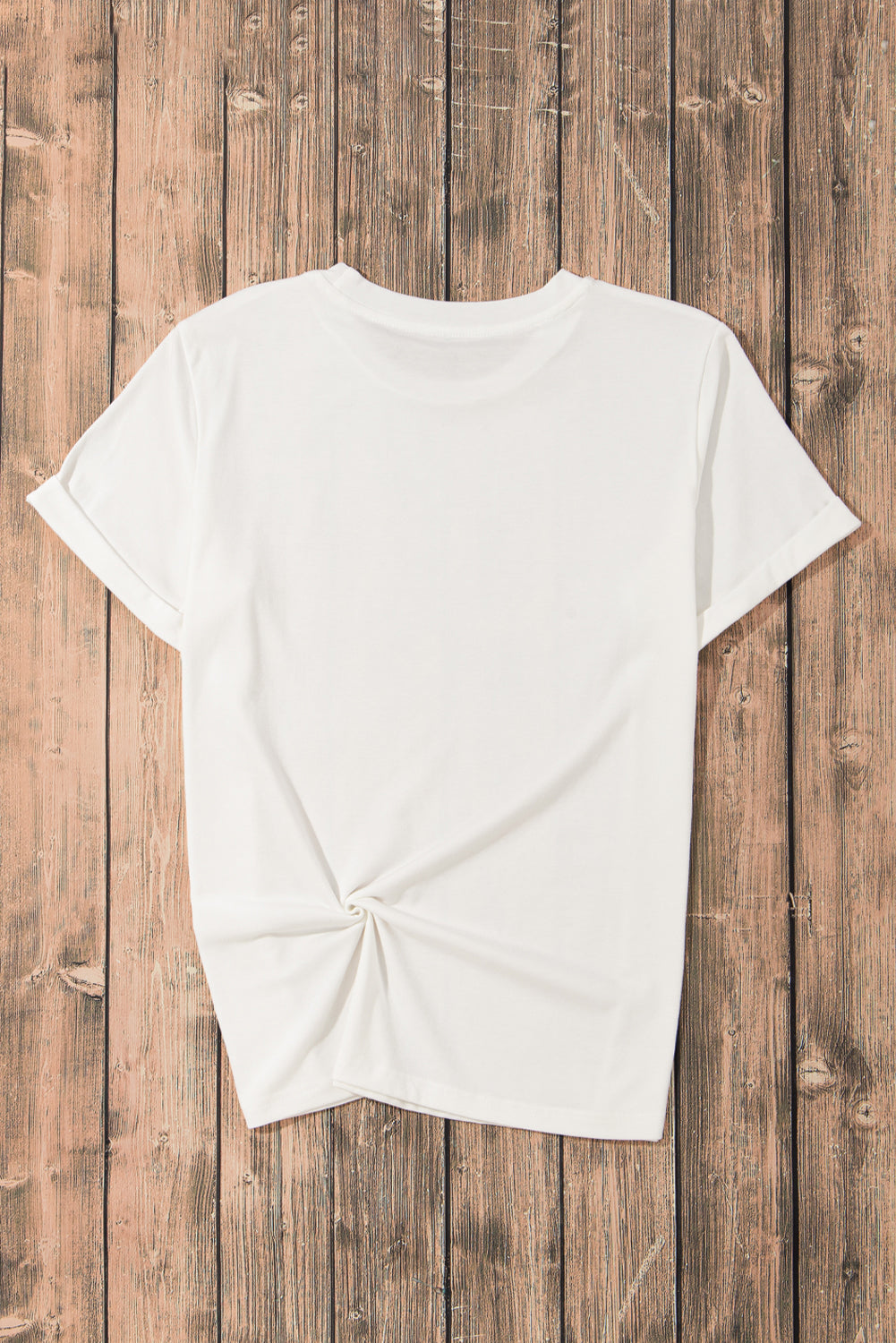 White Sequined Cheetah Graphic Round Neck Tee